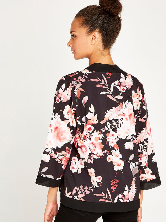 Black Watercolour Floral Cover Up , Black, large