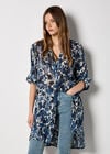 Paintbrush Floral Tunic Shirt, Navy, large