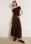 Zoe Wide-Leg Jeans, Brown, large