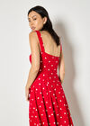 Linen Polka Dot Midi Dress, Red, large