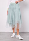 Pearl Embellished Tulle Midi Skirt, Mint, large