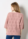 Textured Pointelle Batwing Jumper, Pink, large
