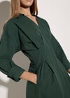 Smocked Shirt Mini Dress, Green, large