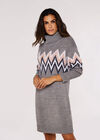 Chevron Jumper Mini Dress, Grey, large
