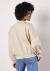 Sweatshirt Bomber Jacket, Stone, large