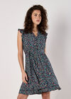 Ruffle Floral Mini Dress, Navy, large