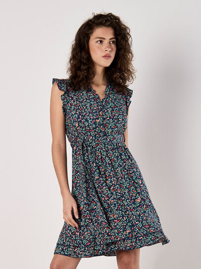 Ruffle Floral Mini Dress