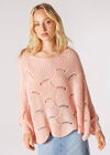 Swirl Knit Poncho Jumper, Coral, large