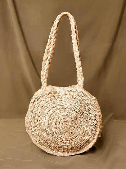 Floral Embroidered Round Straw Bag