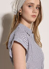 Stripe Shirt Crop Top, Navy, large