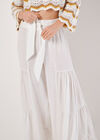 Tiered Wide-Leg Woven Trousers, Cream, large