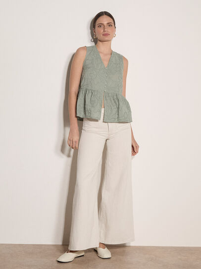 Floral Embroidered Peplum Top