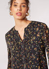 Vintage Floral Pintuck Pleat Blouse , Black, large