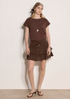 Crochet Tiered Mini Skort, Brown, large