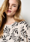 Leaf Print Woven T-Shirt, Stone, large