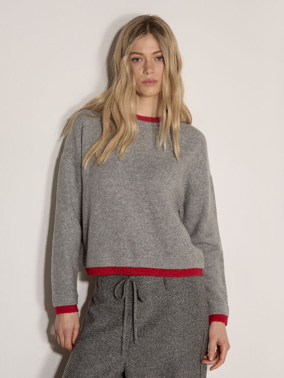 Soft Layered Look Jumper, Grey, large