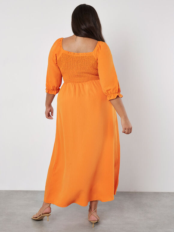 Milkmaid Smock Maxi Dress, Orange, large