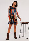 Paint Print Swing Mini Dress, Orange, large