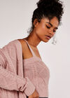 Cable Knit Cardigan, Pink, large