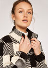 Gingham Check Fleeced Jacket, Black, large
