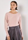 Batwing Sleeve Studded Jumper, Pink, large