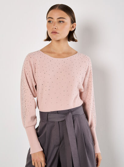 Batwing Sleeve Studded Jumper