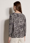 Leopard Print Lightweight Ribbed Jumper, Light Grey, large