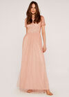 Sequin Tulle Maxi Dress, Pink, large