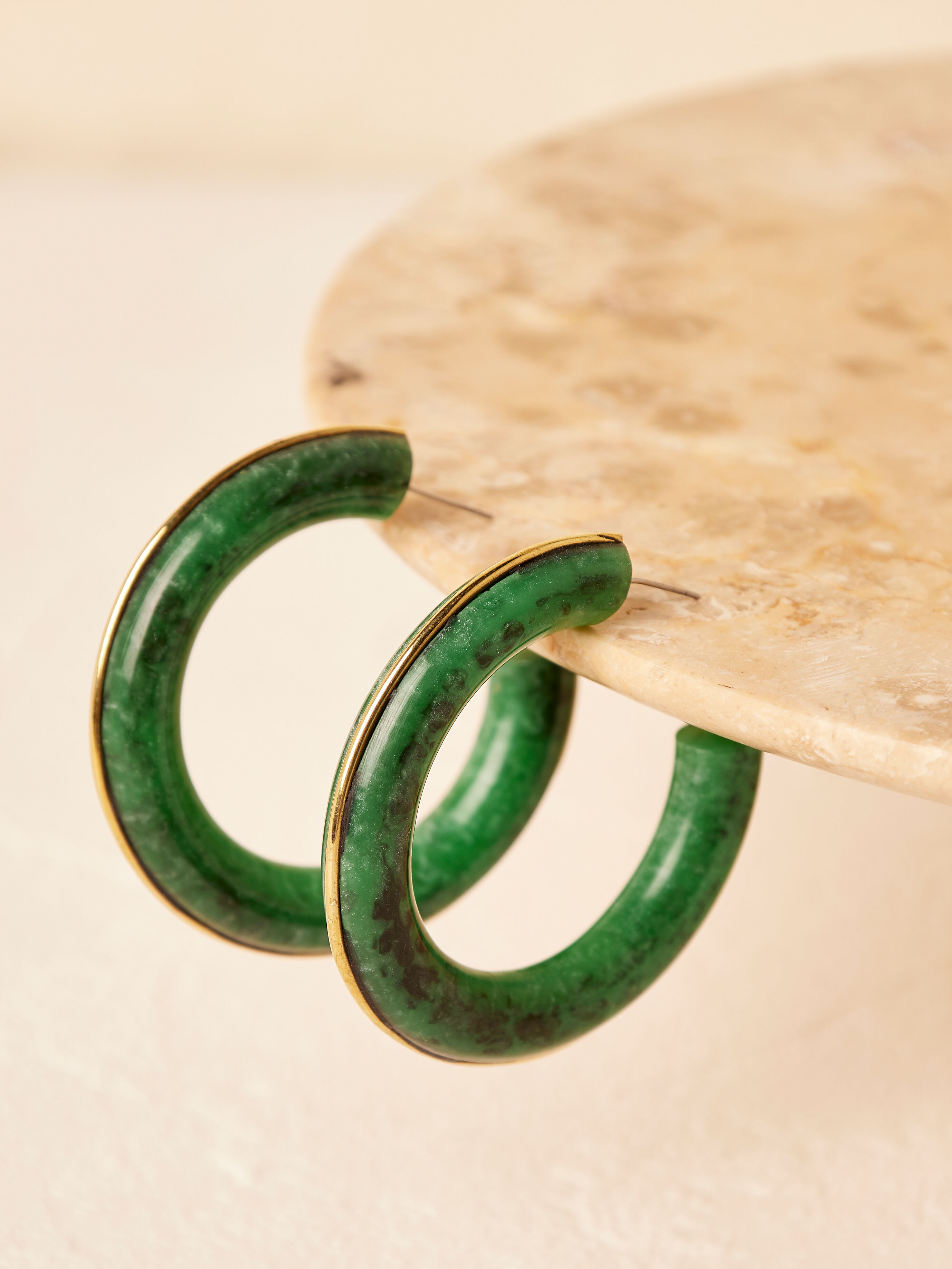 Green hoop earrings online