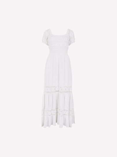 Floral Lace Cotton Milkmaid Maxi Dress