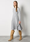 Belted Pleated Dress, Light Grey / Silver, large