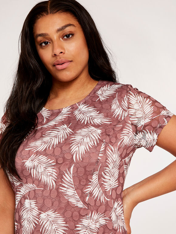 Curve Fern Rubber Print Skater Dress, Lilac, large