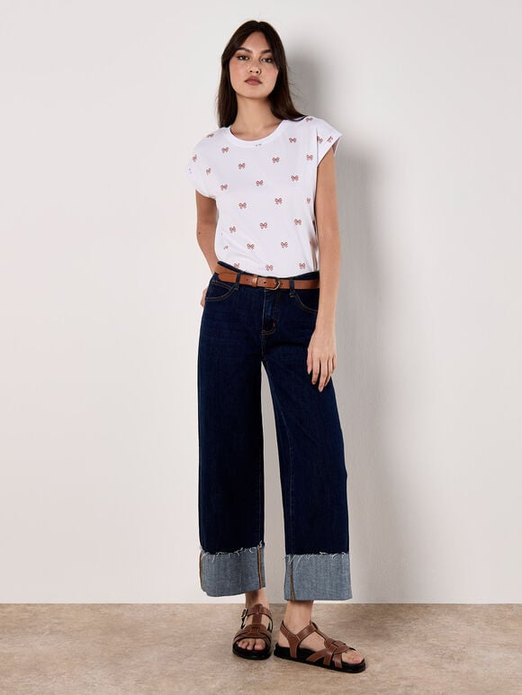 Bow Print T-Shirt, Pink, large