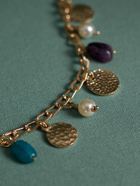 Multicharm Bracelet, Gold, large