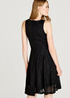 Chevron V-Neck Skater Dress, Black, large