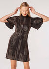 Metallic Sparkle Mini Dress, Brown, large