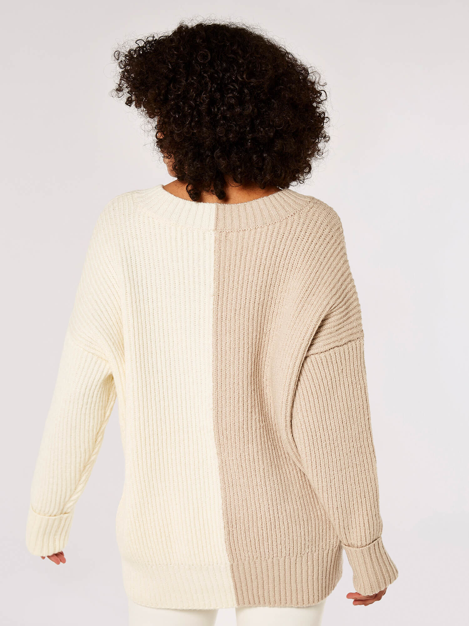 Two Tone Colour Block Jumper Apricot Clothing