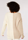 Two Tone Colour Block Jumper, Cream, large