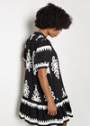 Baroque Print Shirt Mini Dress, Black, large