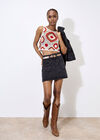 Denim Mini Skirt, Black, large