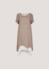 Slub Shimmer Tunic Mini Dress, Brown, large