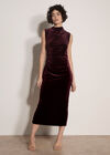 Velvet Bodycon Midaxi Dress, Burgundy, large