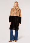 Reversible Suede Faux Fur Coat, Stone, large