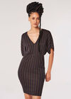Sparkle Stripe Batwing Mini Dress, Black, large