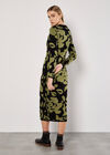 Abstract Flower Knitted Midaxi Dress, Black, large