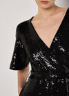 Sequin Wrap Jumpsuit, Black, large