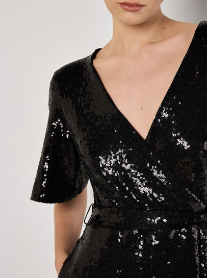 Sequin Wrap Jumpsuit