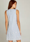 Blue Embroidered Hem Dress, Blue, large