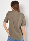 Linen Blend Short Sleeve Shirt, Khaki, large