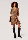 Ditsy Floral Wrap Mini Dress, Mustard, large
